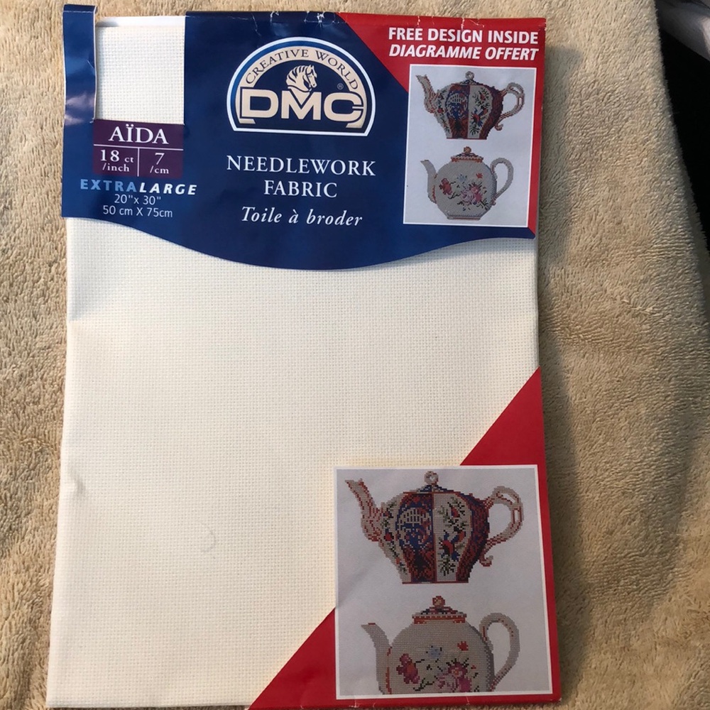 DMC AIDA Needlework Fabric 18 ct XL 20" x 30" Cross Stitch Fabric & Pattern